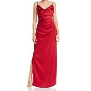 Laundry Womens Satin Ruched Evening Dress